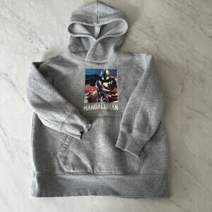 Mandalorian Pullover Sweatshirt hooded Grey Heather Star Wars Disney Boys XS 5